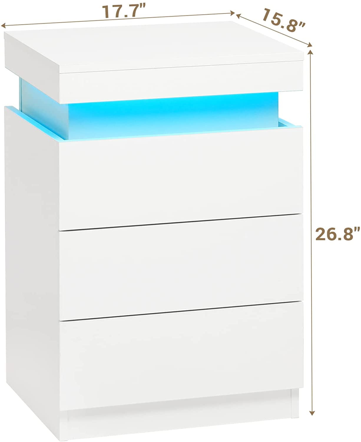 Smart LED Nightstand |3-Drawer Storage with Wireless Control and Charging Station