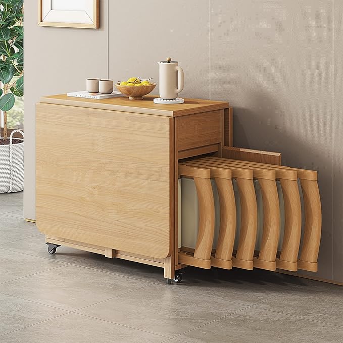 Folding Table with 4 Chairs & Storage Drawer, Easy Organization