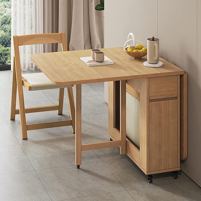 Folding Table with 4 Chairs & Storage Drawer, Easy Organization