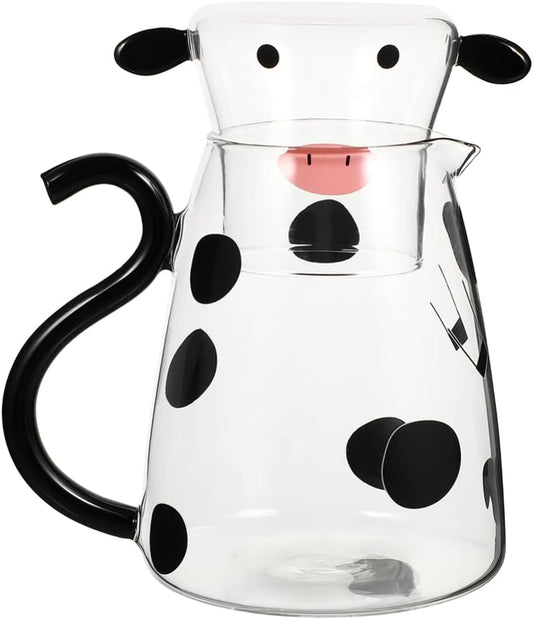 🐮Cow Print Glass Water Pitcher Set with Cup