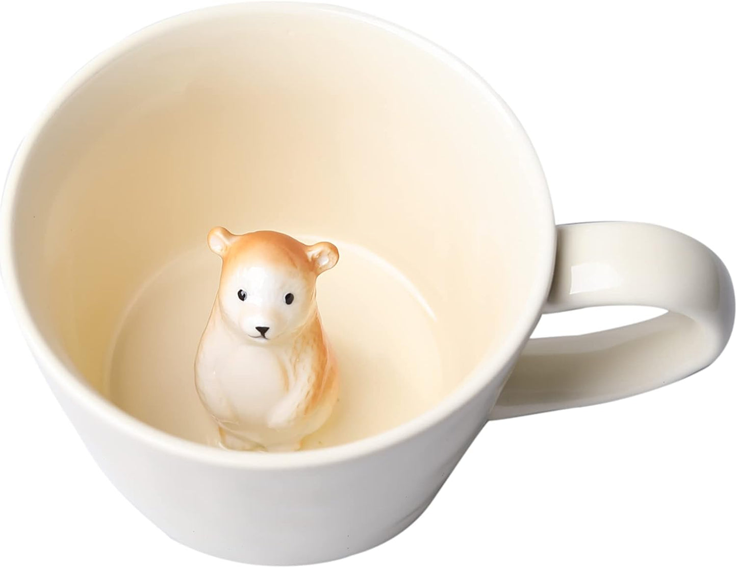 DIHOclub Cow Ceramic Cup with Hidden 3D Animal Inside, 12 OZ | Holiday and Birthday Gift | For Coffee Milk Tea Lovers | Cute Cartoon Handmade Figurine Mug | Available in White and Black
