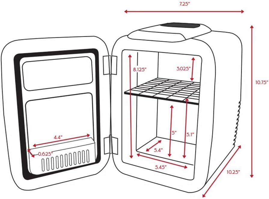 Cooluli Skincare Mini Fridge for Bedroom - Car, Office Desk & Dorm Room - Portable 4L/6 Can Electric Plug In Cooler & Warmer for Food, Drinks, Beauty & Makeup, 12v AC/DC & Exclusive USB, Cow Print