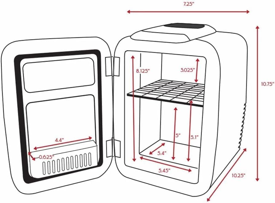 Cooluli Skincare Mini Fridge for Bedroom - Car, Office Desk & Dorm Room - Portable 4L/6 Can Electric Plug In Cooler & Warmer for Food, Drinks, Beauty & Makeup, 12v AC/DC & Exclusive USB, Cow Print