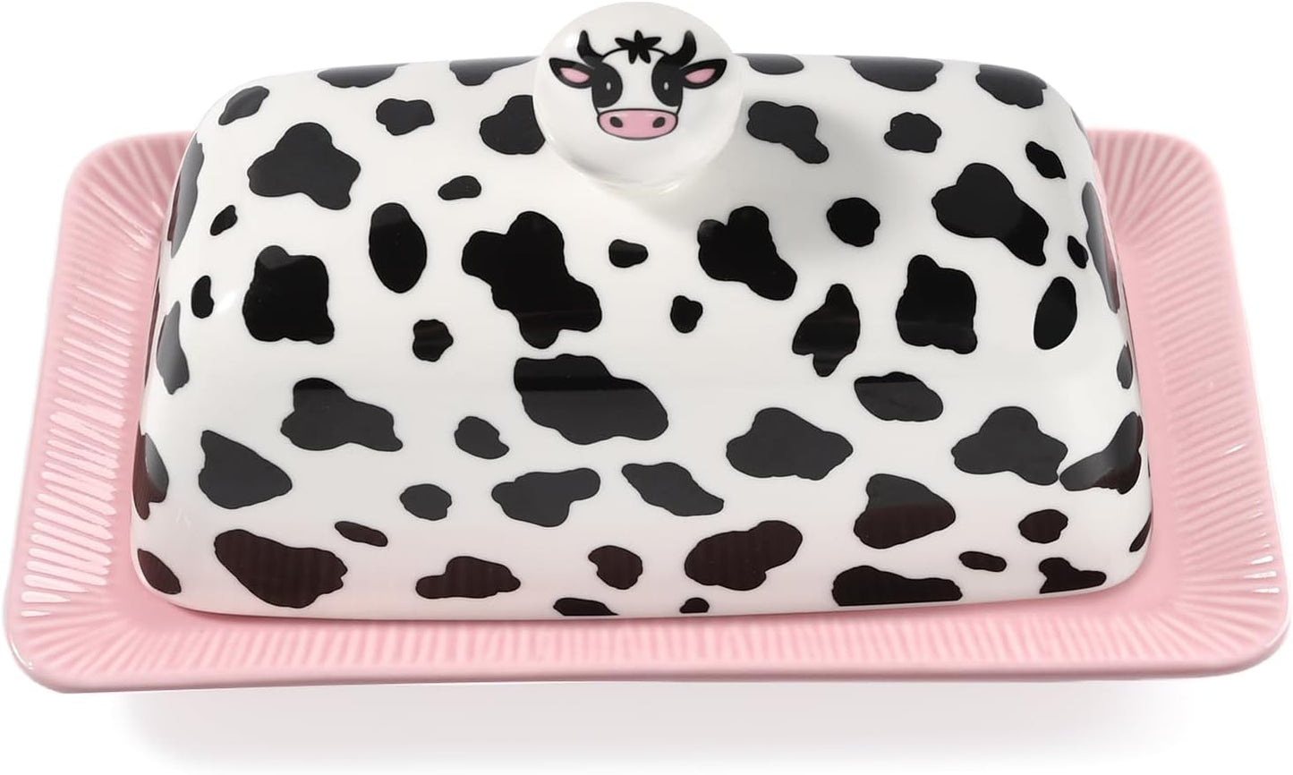 🧈Ceramic Cow Butter Dish with Lid, Farmhouse Style🐮