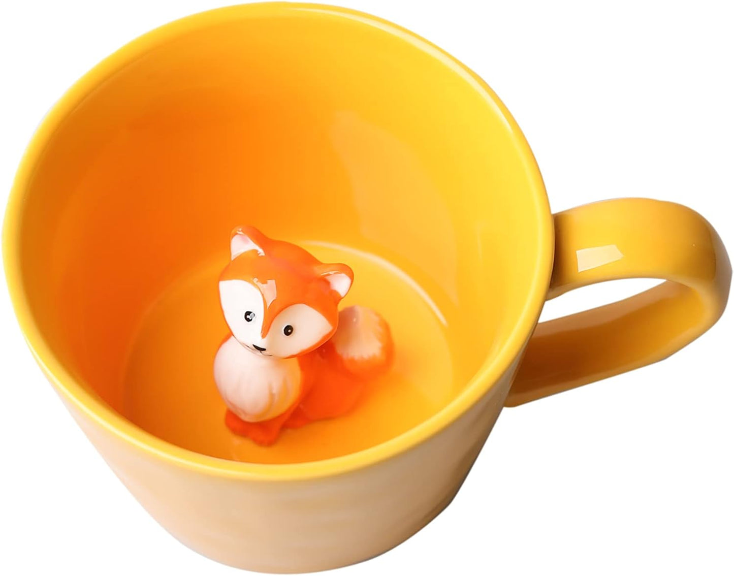 DIHOclub Cow Ceramic Cup with Hidden 3D Animal Inside, 12 OZ | Holiday and Birthday Gift | For Coffee Milk Tea Lovers | Cute Cartoon Handmade Figurine Mug | Available in White and Black