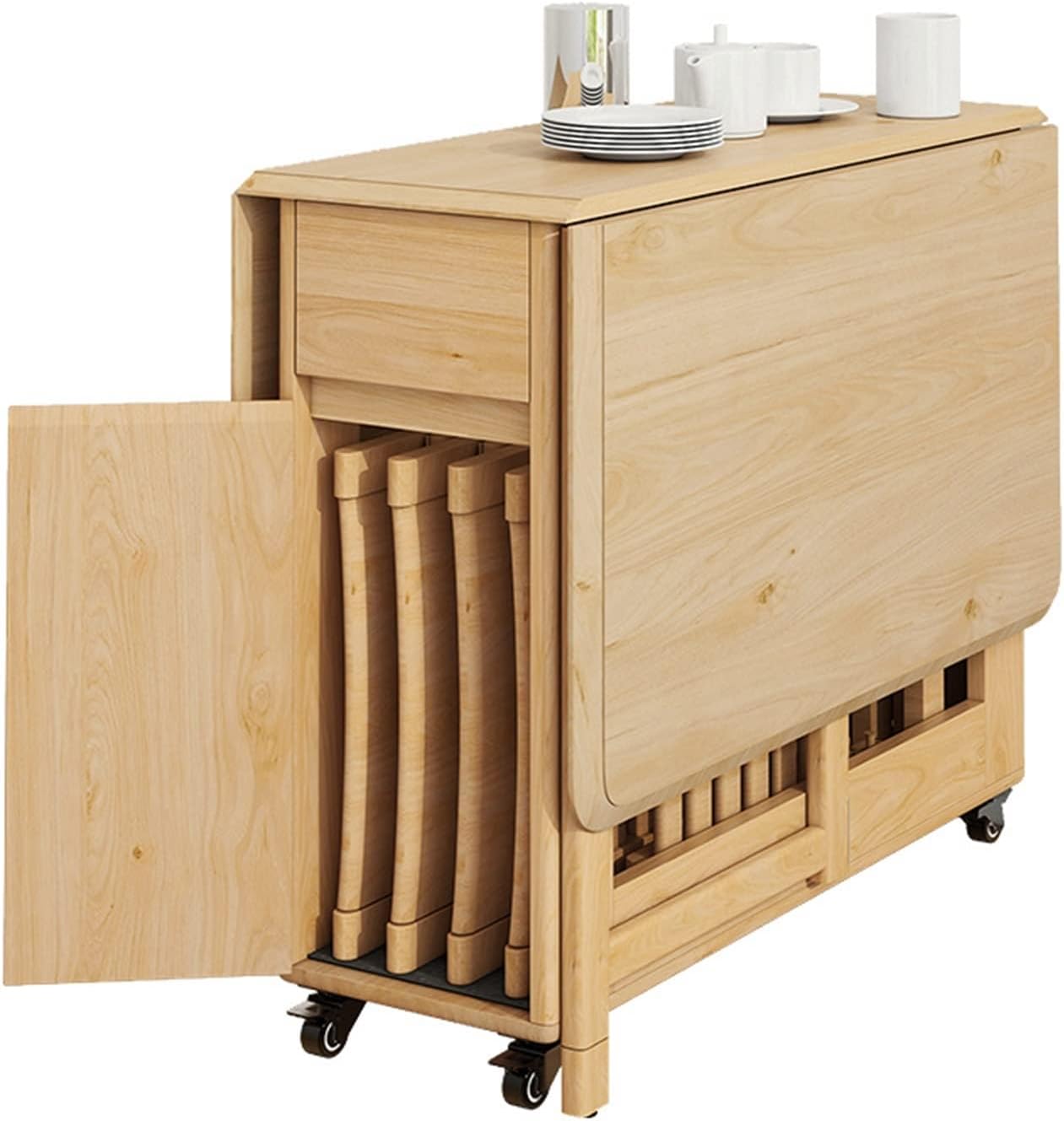 Folding Table with 4 Chairs & Storage Drawer, Easy Organization
