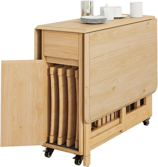Folding Table with 4 Chairs & Storage Drawer, Easy Organization