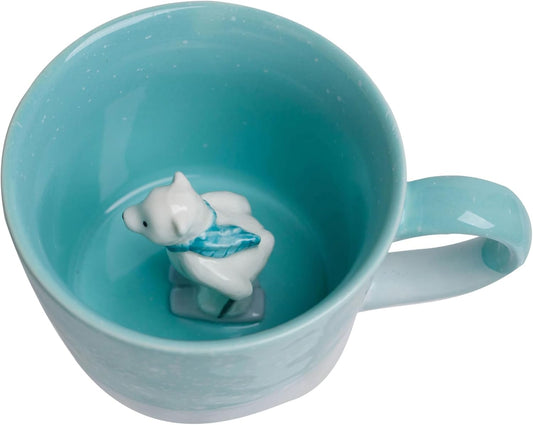 DIHOclub Cow Ceramic Cup with Hidden 3D Animal Inside, 12 OZ | Holiday and Birthday Gift | For Coffee Milk Tea Lovers | Cute Cartoon Handmade Figurine Mug | Available in White and Black