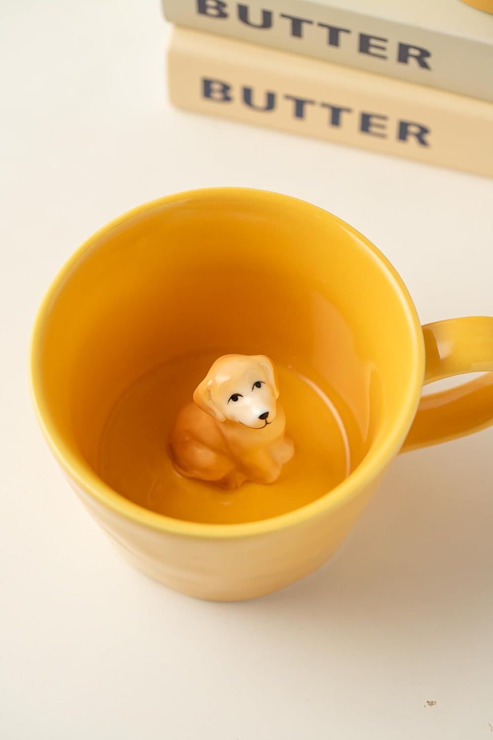 DIHOclub Cow Ceramic Cup with Hidden 3D Animal Inside, 12 OZ | Holiday and Birthday Gift | For Coffee Milk Tea Lovers | Cute Cartoon Handmade Figurine Mug | Available in White and Black