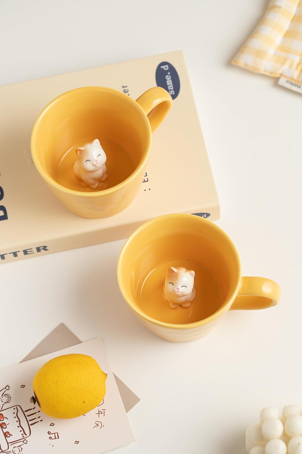 DIHOclub Cow Ceramic Cup with Hidden 3D Animal Inside, 12 OZ | Holiday and Birthday Gift | For Coffee Milk Tea Lovers | Cute Cartoon Handmade Figurine Mug | Available in White and Black
