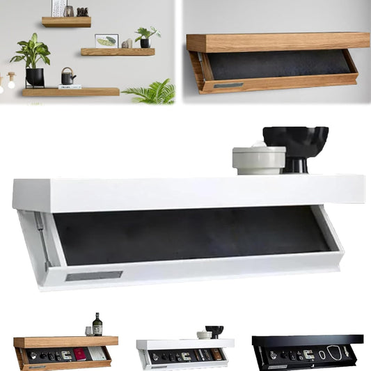 Hidden Storage Wall Shelf β Magnetic Lock Floating Shelf with Concealed Compartment