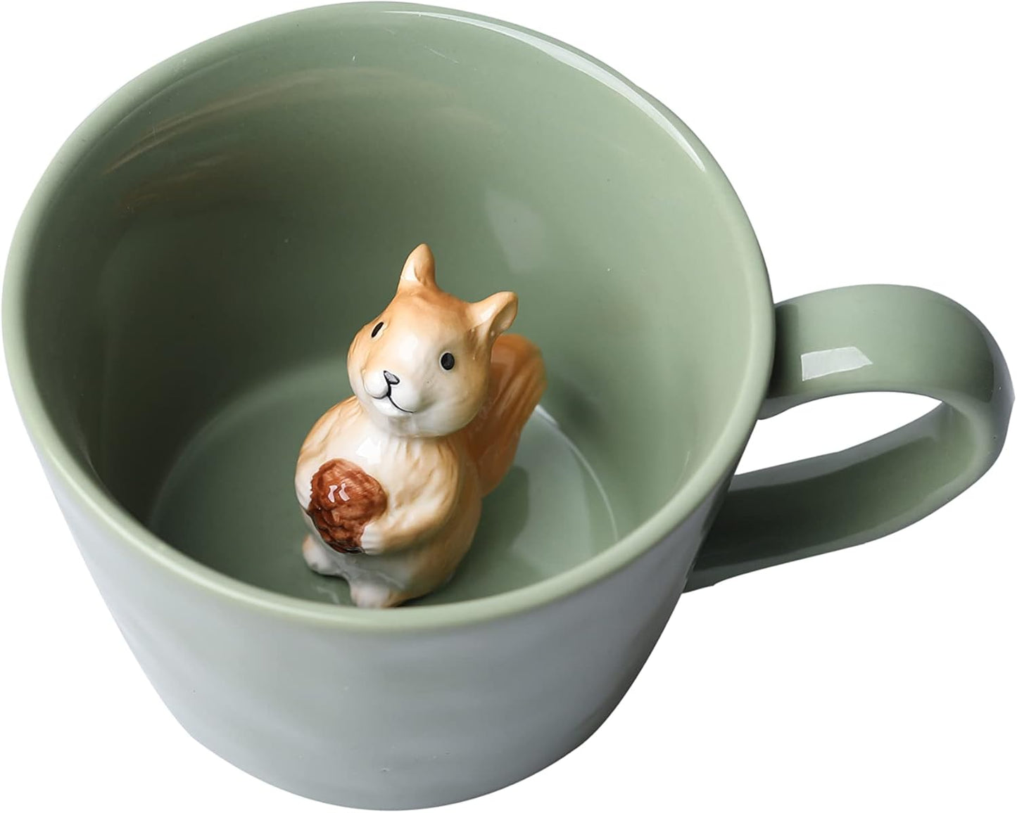 DIHOclub Cow Ceramic Cup with Hidden 3D Animal Inside, 12 OZ | Holiday and Birthday Gift | For Coffee Milk Tea Lovers | Cute Cartoon Handmade Figurine Mug | Available in White and Black