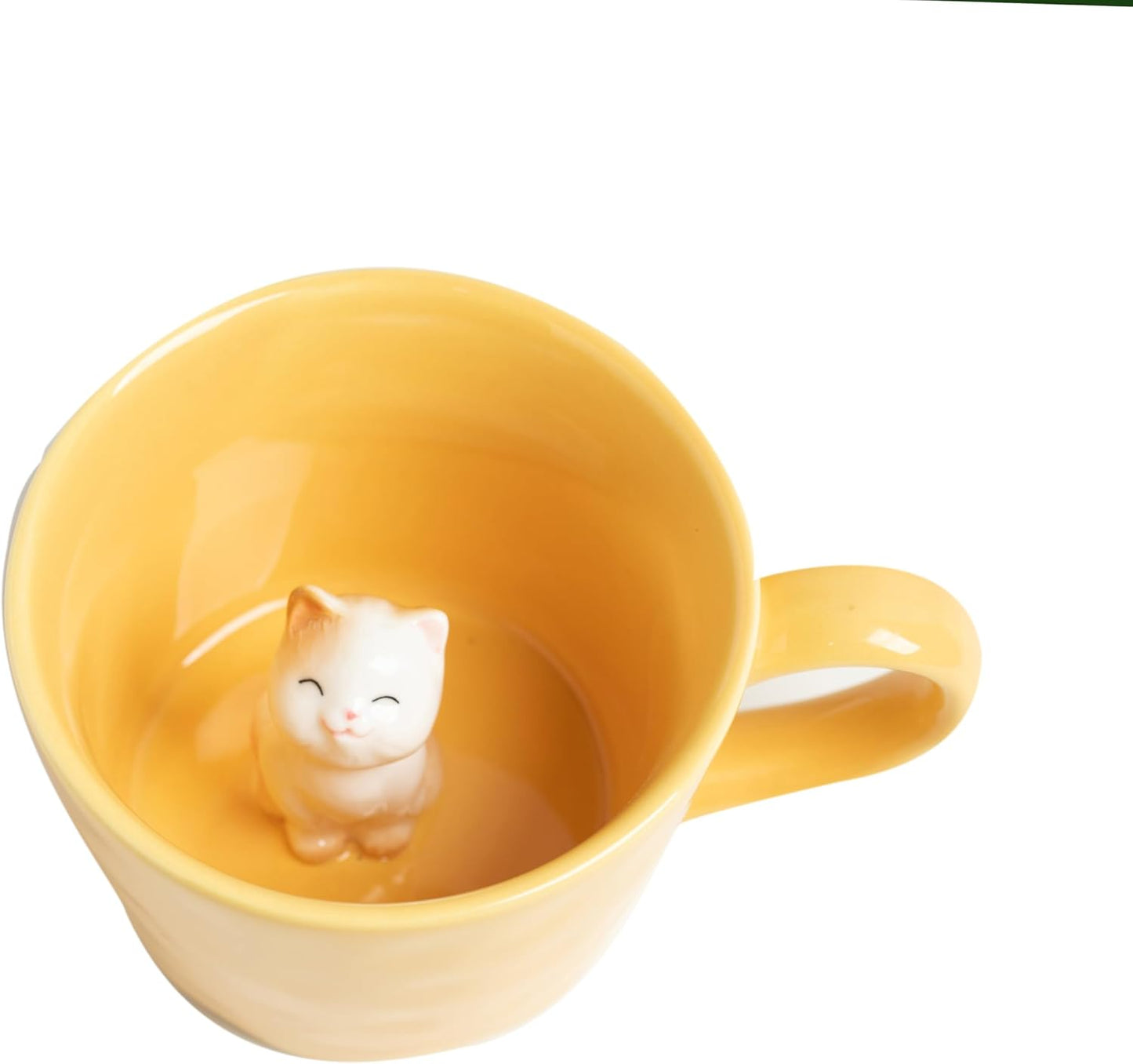 DIHOclub Cow Ceramic Cup with Hidden 3D Animal Inside, 12 OZ | Holiday and Birthday Gift | For Coffee Milk Tea Lovers | Cute Cartoon Handmade Figurine Mug | Available in White and Black
