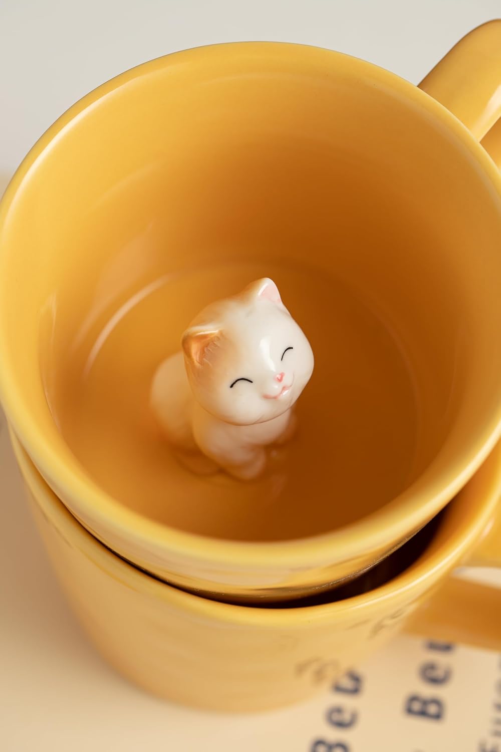 DIHOclub Cow Ceramic Cup with Hidden 3D Animal Inside, 12 OZ | Holiday and Birthday Gift | For Coffee Milk Tea Lovers | Cute Cartoon Handmade Figurine Mug | Available in White and Black