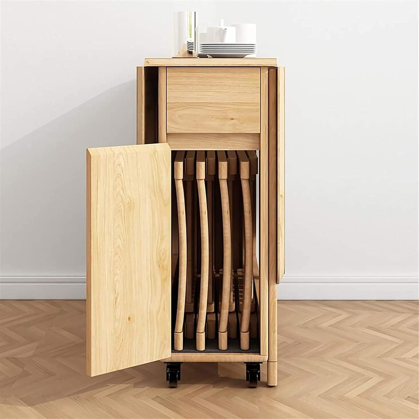 Folding Table with 4 Chairs & Storage Drawer, Easy Organization
