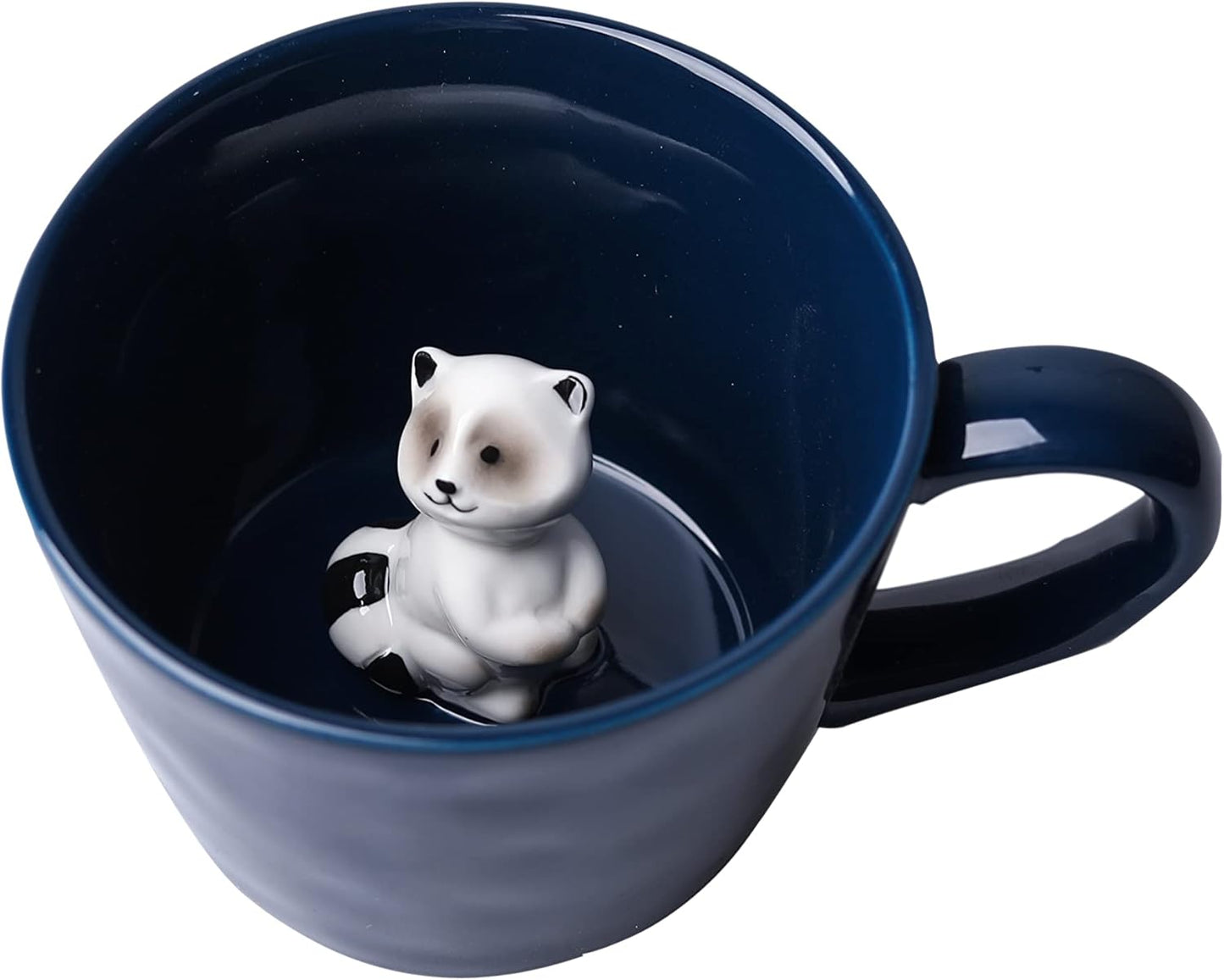 DIHOclub Cow Ceramic Cup with Hidden 3D Animal Inside, 12 OZ | Holiday and Birthday Gift | For Coffee Milk Tea Lovers | Cute Cartoon Handmade Figurine Mug | Available in White and Black
