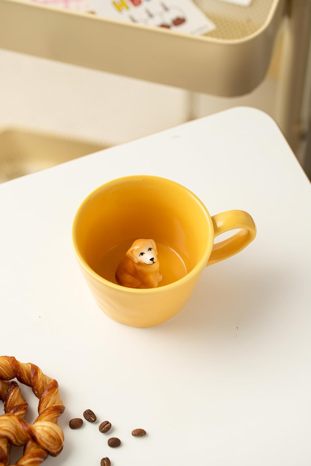 DIHOclub Cow Ceramic Cup with Hidden 3D Animal Inside, 12 OZ | Holiday and Birthday Gift | For Coffee Milk Tea Lovers | Cute Cartoon Handmade Figurine Mug | Available in White and Black