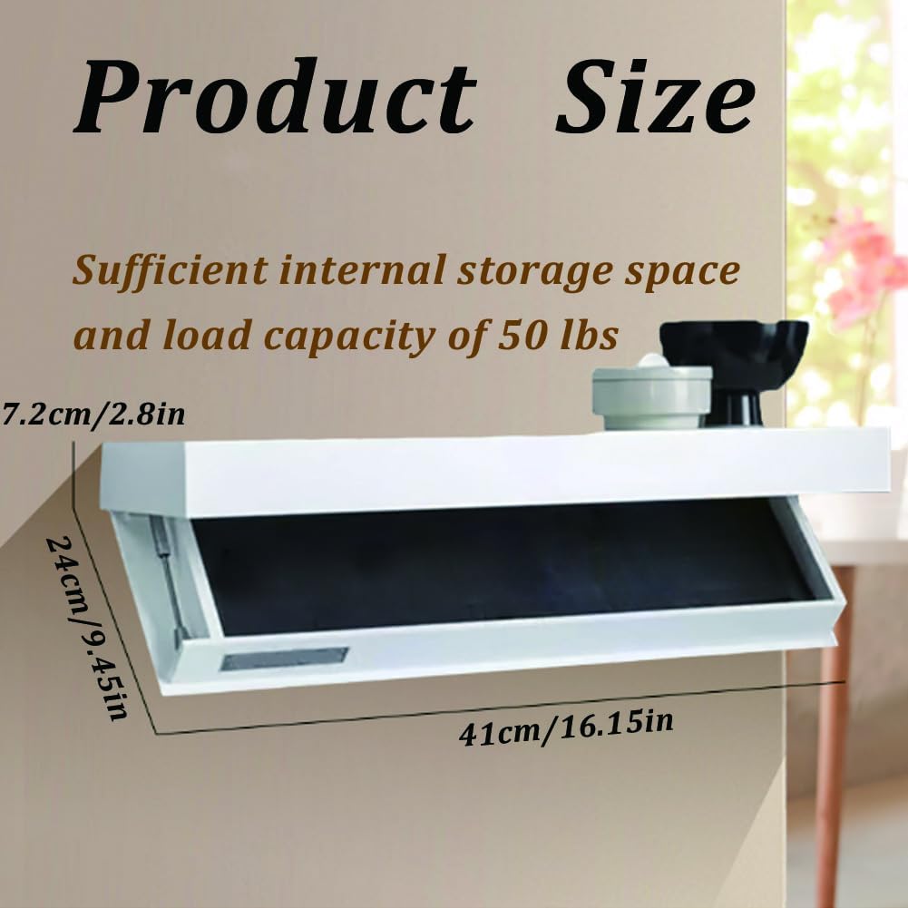 Hidden Storage Wall Shelf – Magnetic Lock Floating Shelf with Concealed Compartment