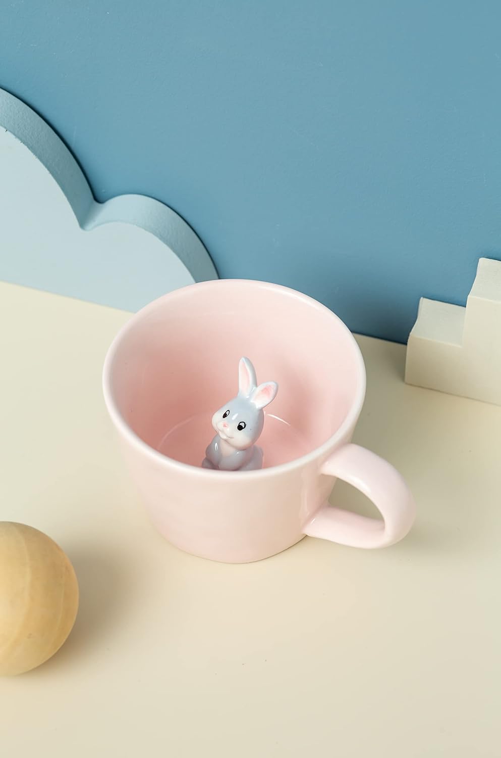 DIHOclub Cow Ceramic Cup with Hidden 3D Animal Inside, 12 OZ | Holiday and Birthday Gift | For Coffee Milk Tea Lovers | Cute Cartoon Handmade Figurine Mug | Available in White and Black