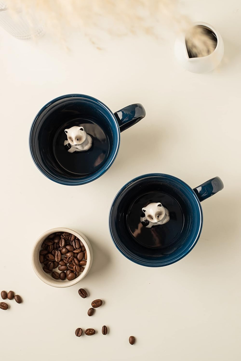 DIHOclub Cow Ceramic Cup with Hidden 3D Animal Inside, 12 OZ | Holiday and Birthday Gift | For Coffee Milk Tea Lovers | Cute Cartoon Handmade Figurine Mug | Available in White and Black