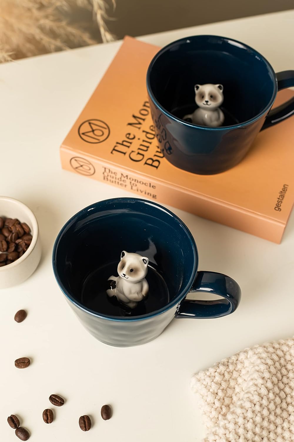 DIHOclub Cow Ceramic Cup with Hidden 3D Animal Inside, 12 OZ | Holiday and Birthday Gift | For Coffee Milk Tea Lovers | Cute Cartoon Handmade Figurine Mug | Available in White and Black