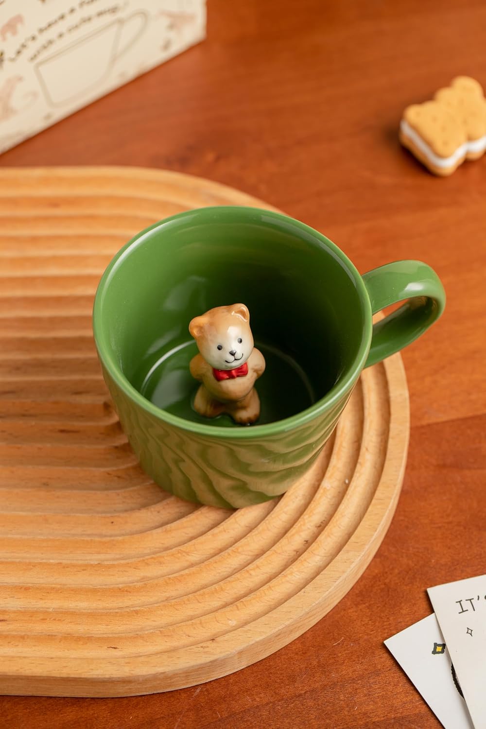 DIHOclub Cow Ceramic Cup with Hidden 3D Animal Inside, 12 OZ | Holiday and Birthday Gift | For Coffee Milk Tea Lovers | Cute Cartoon Handmade Figurine Mug | Available in White and Black