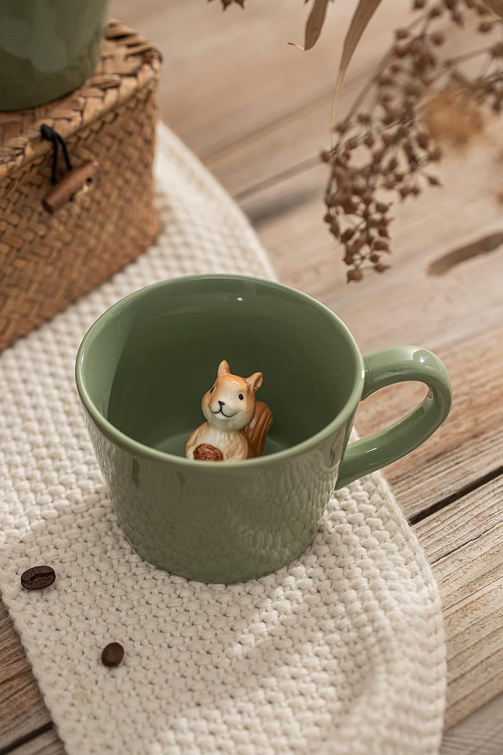 DIHOclub Cow Ceramic Cup with Hidden 3D Animal Inside, 12 OZ | Holiday and Birthday Gift | For Coffee Milk Tea Lovers | Cute Cartoon Handmade Figurine Mug | Available in White and Black
