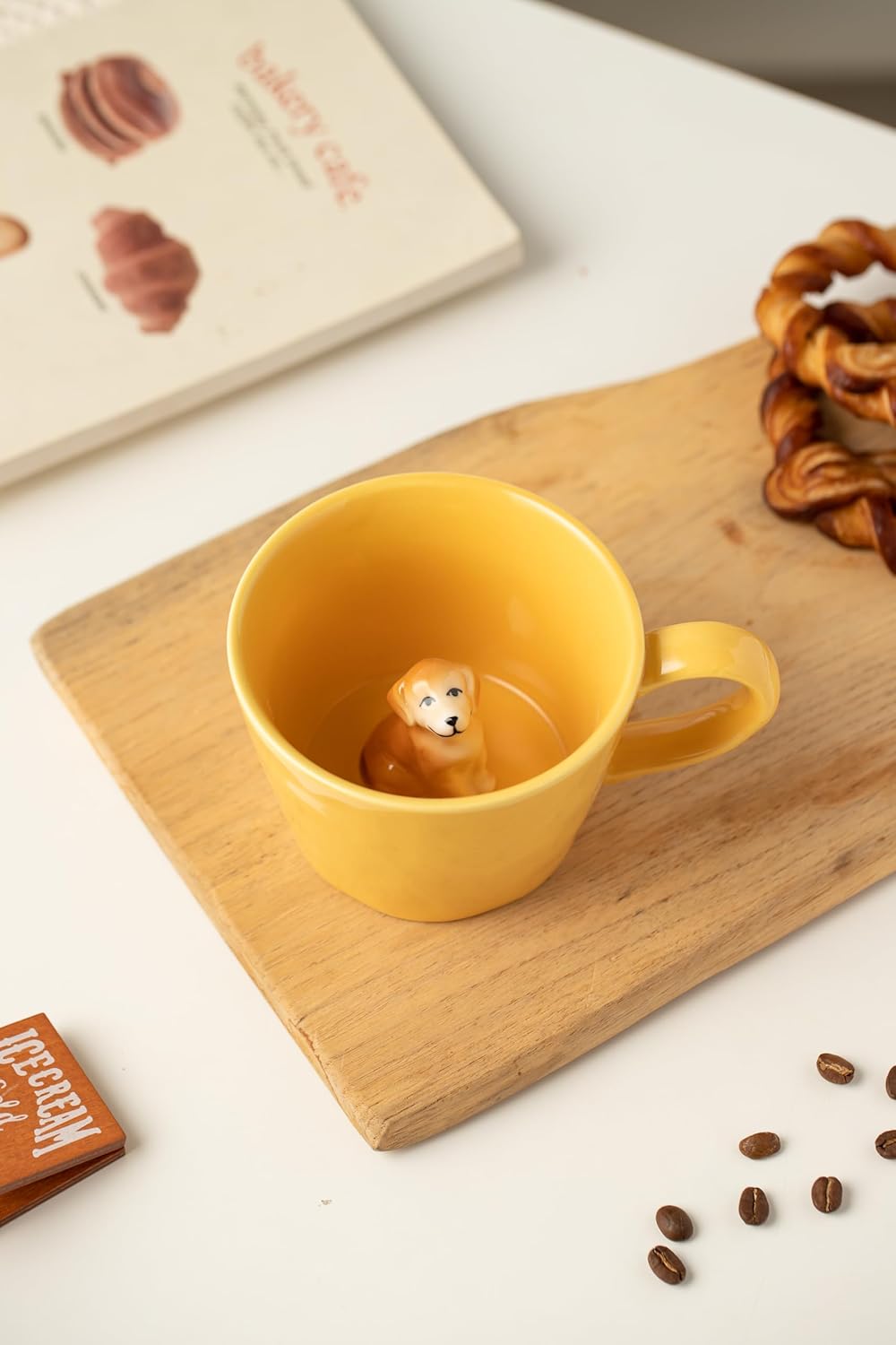DIHOclub Cow Ceramic Cup with Hidden 3D Animal Inside, 12 OZ | Holiday and Birthday Gift | For Coffee Milk Tea Lovers | Cute Cartoon Handmade Figurine Mug | Available in White and Black