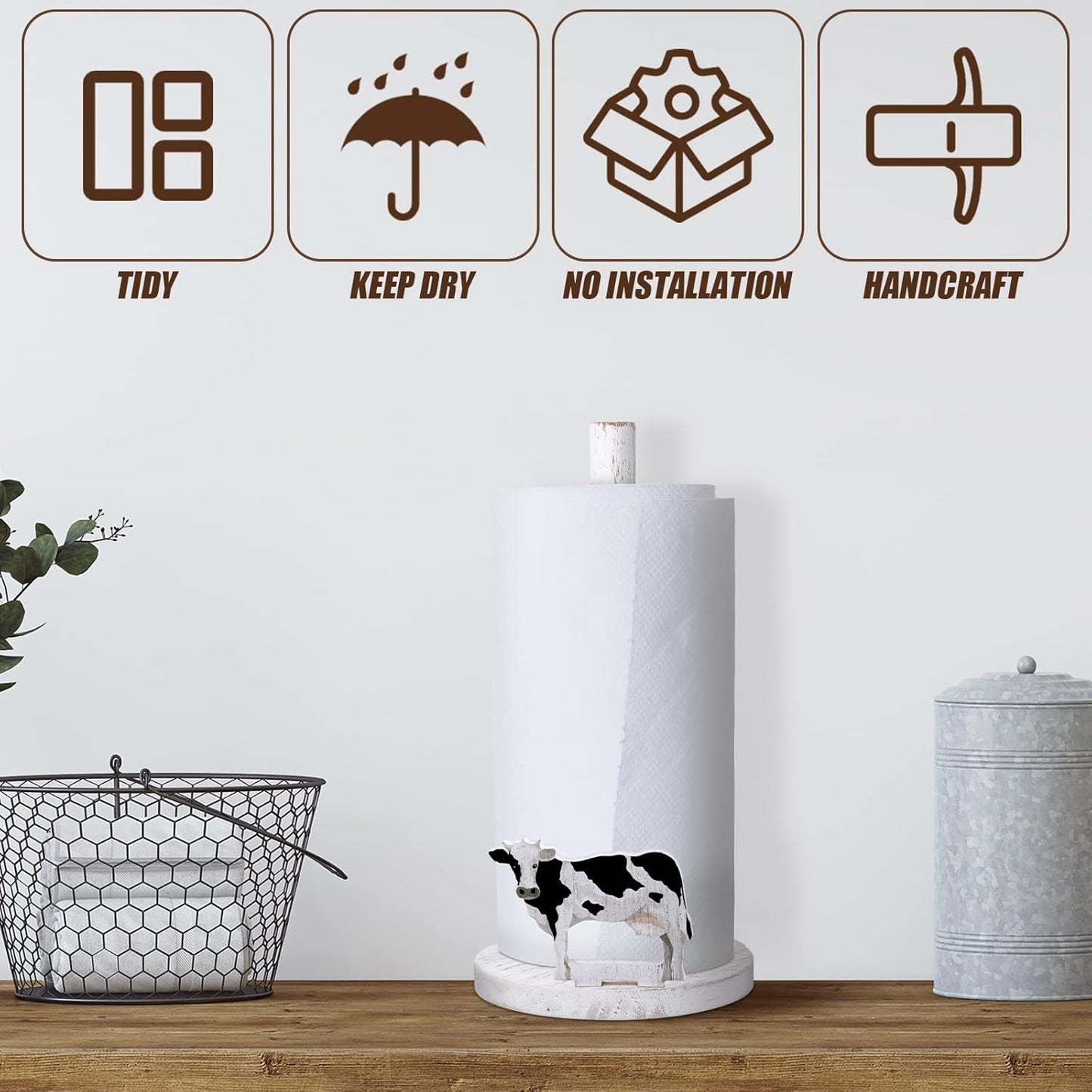 Wooden Paper Towel Holder – Stable Countertop Stand