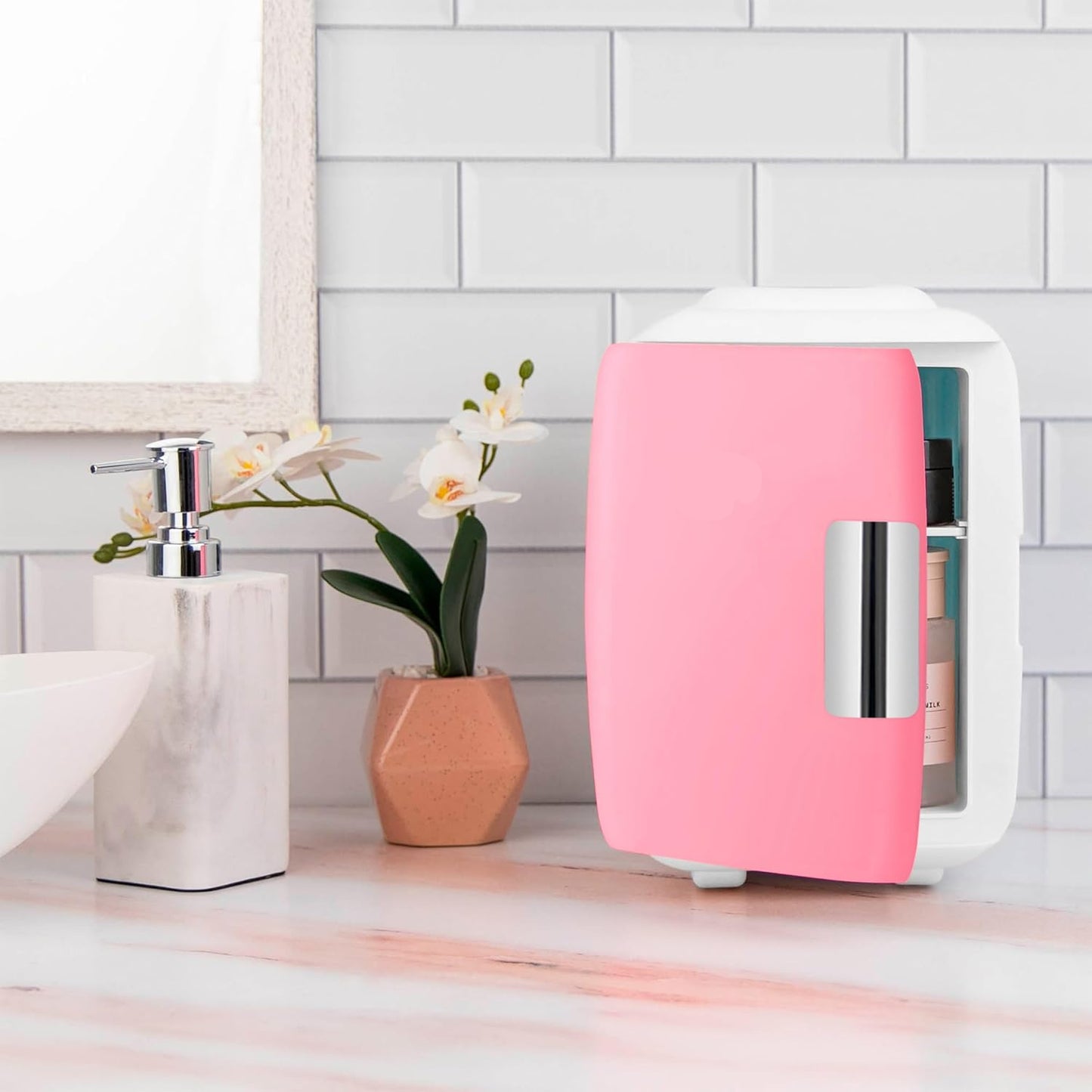 Cooluli Skincare Mini Fridge for Bedroom - Car, Office Desk & Dorm Room - Portable 4L/6 Can Electric Plug In Cooler & Warmer for Food, Drinks, Beauty & Makeup, 12v AC/DC & Exclusive USB, Cow Print