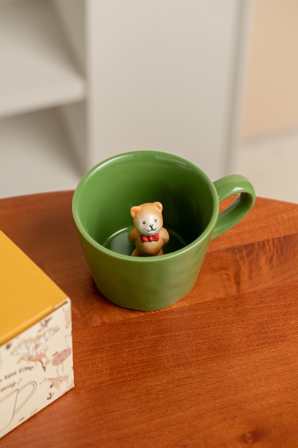DIHOclub Cow Ceramic Cup with Hidden 3D Animal Inside, 12 OZ | Holiday and Birthday Gift | For Coffee Milk Tea Lovers | Cute Cartoon Handmade Figurine Mug | Available in White and Black