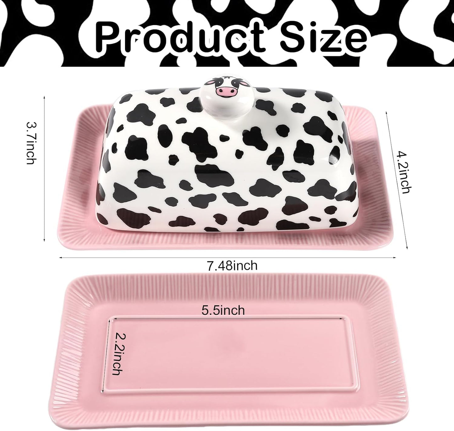 🧈Ceramic Cow Butter Dish with Lid, Farmhouse Style🐮