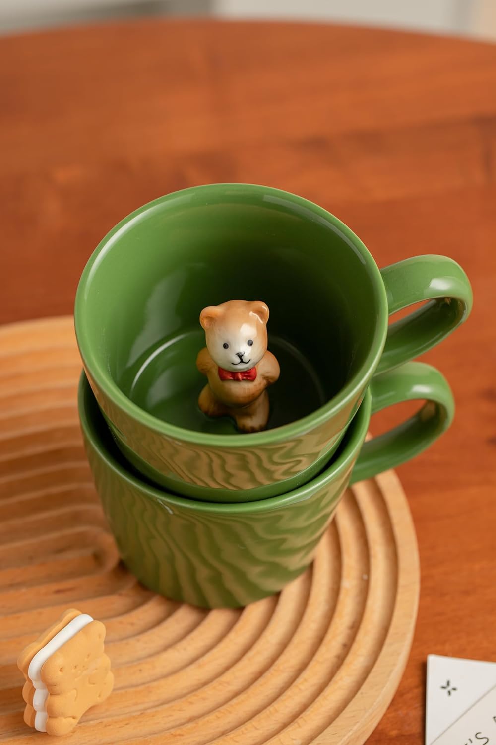 DIHOclub Cow Ceramic Cup with Hidden 3D Animal Inside, 12 OZ | Holiday and Birthday Gift | For Coffee Milk Tea Lovers | Cute Cartoon Handmade Figurine Mug | Available in White and Black