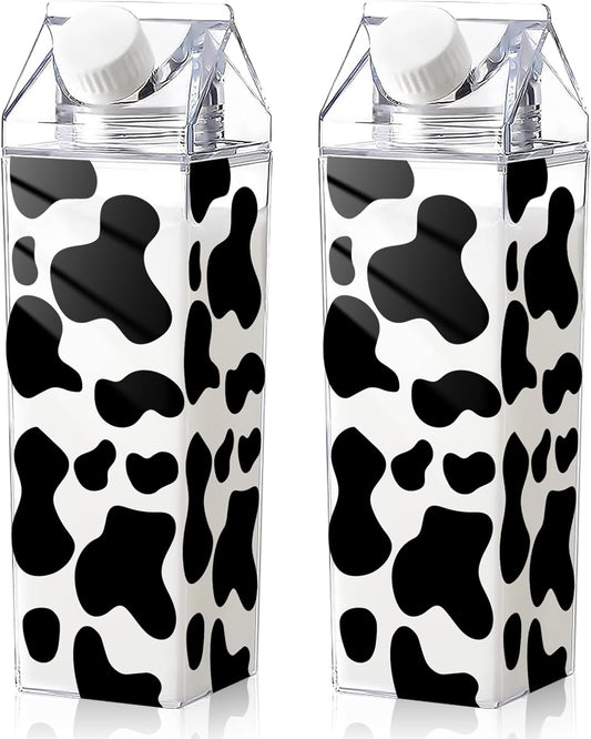 Cow Print Water Bottle 500ml, Leak Proof, Set of 2