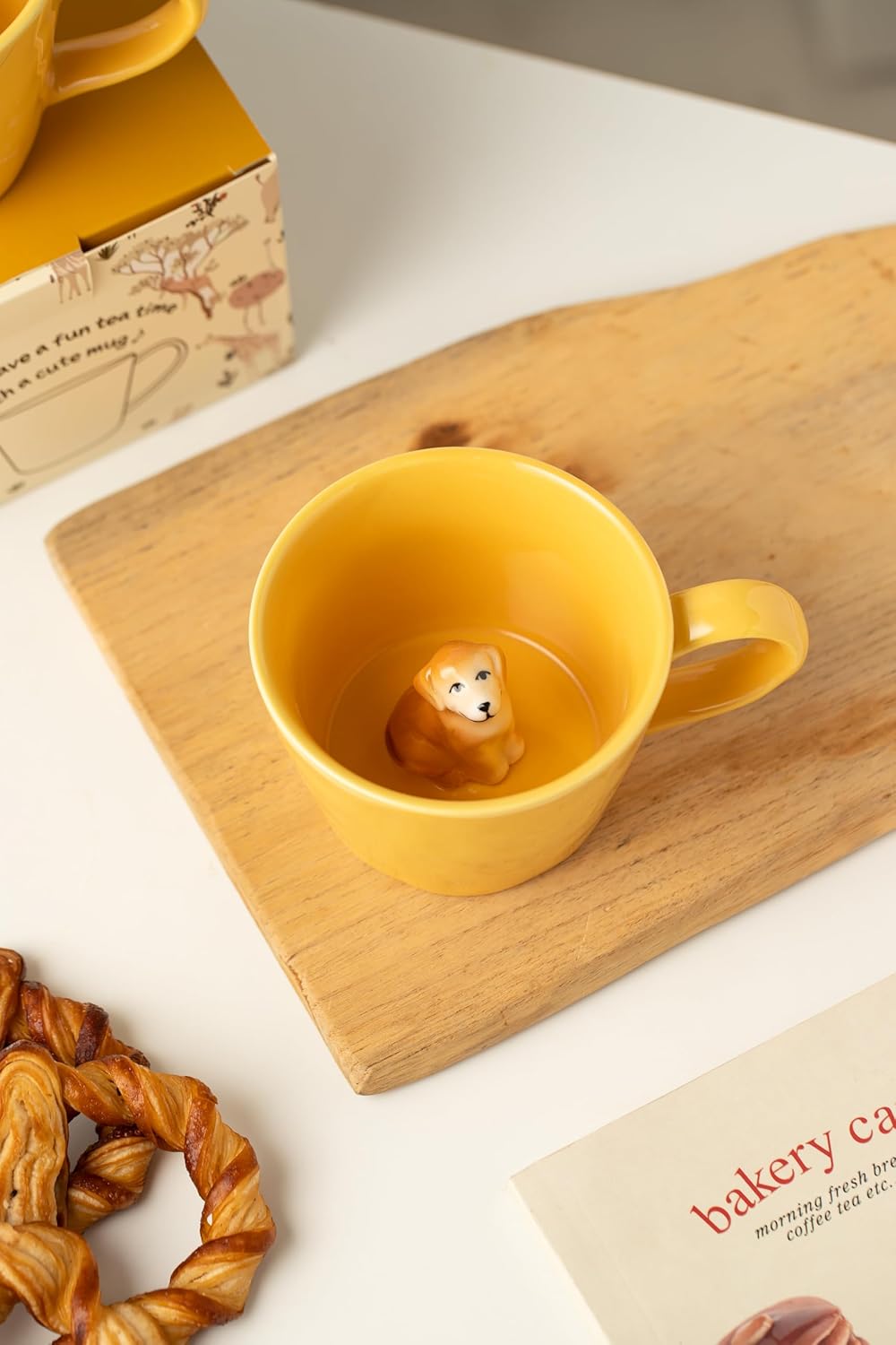 DIHOclub Cow Ceramic Cup with Hidden 3D Animal Inside, 12 OZ | Holiday and Birthday Gift | For Coffee Milk Tea Lovers | Cute Cartoon Handmade Figurine Mug | Available in White and Black