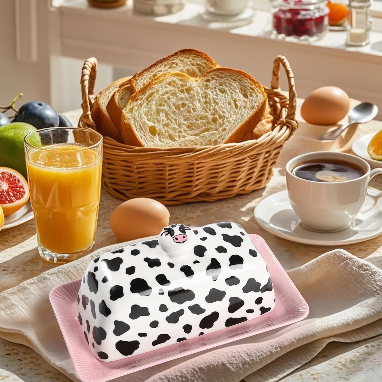 🧈Ceramic Cow Butter Dish with Lid, Farmhouse Style🐮