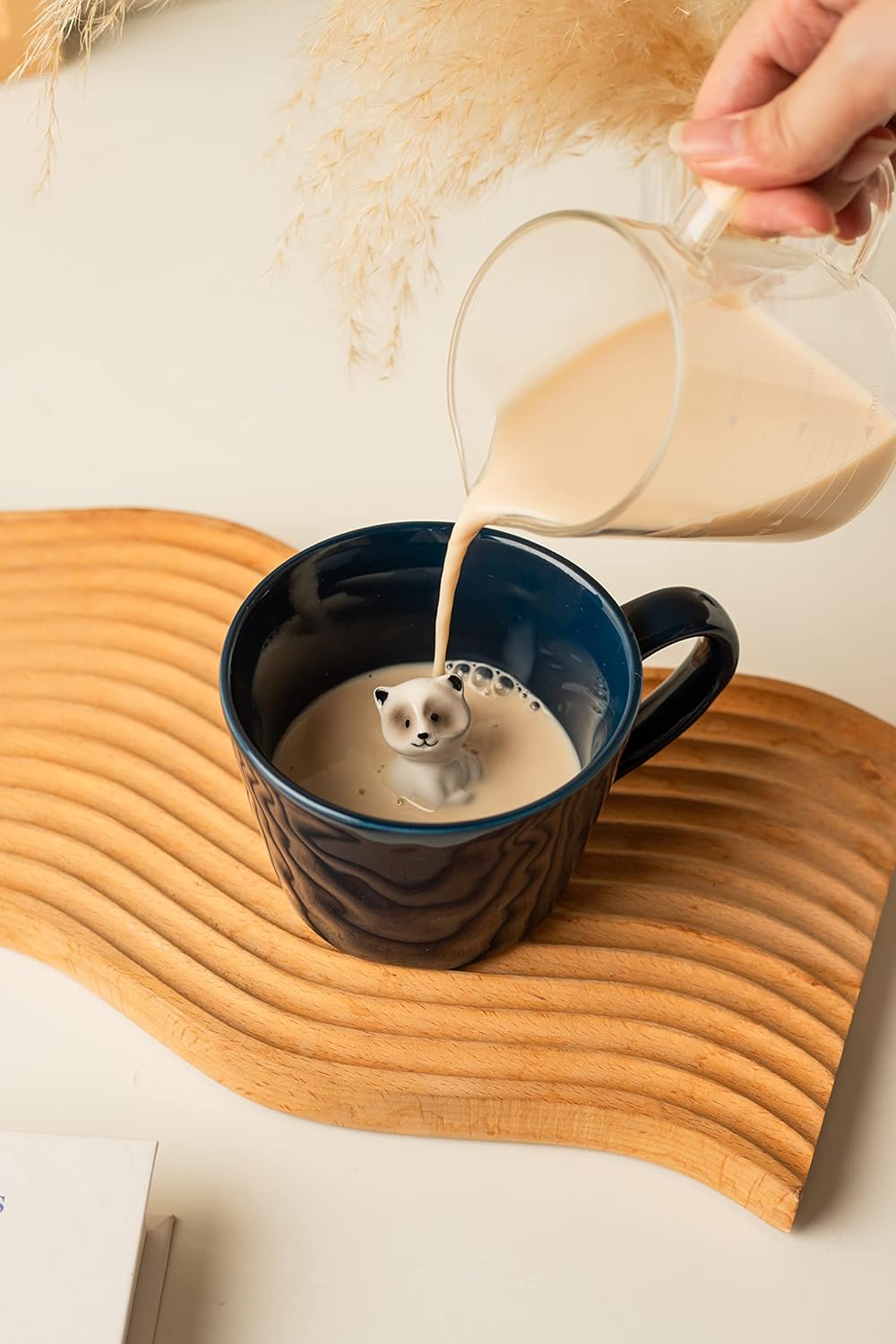DIHOclub Cow Ceramic Cup with Hidden 3D Animal Inside, 12 OZ | Holiday and Birthday Gift | For Coffee Milk Tea Lovers | Cute Cartoon Handmade Figurine Mug | Available in White and Black