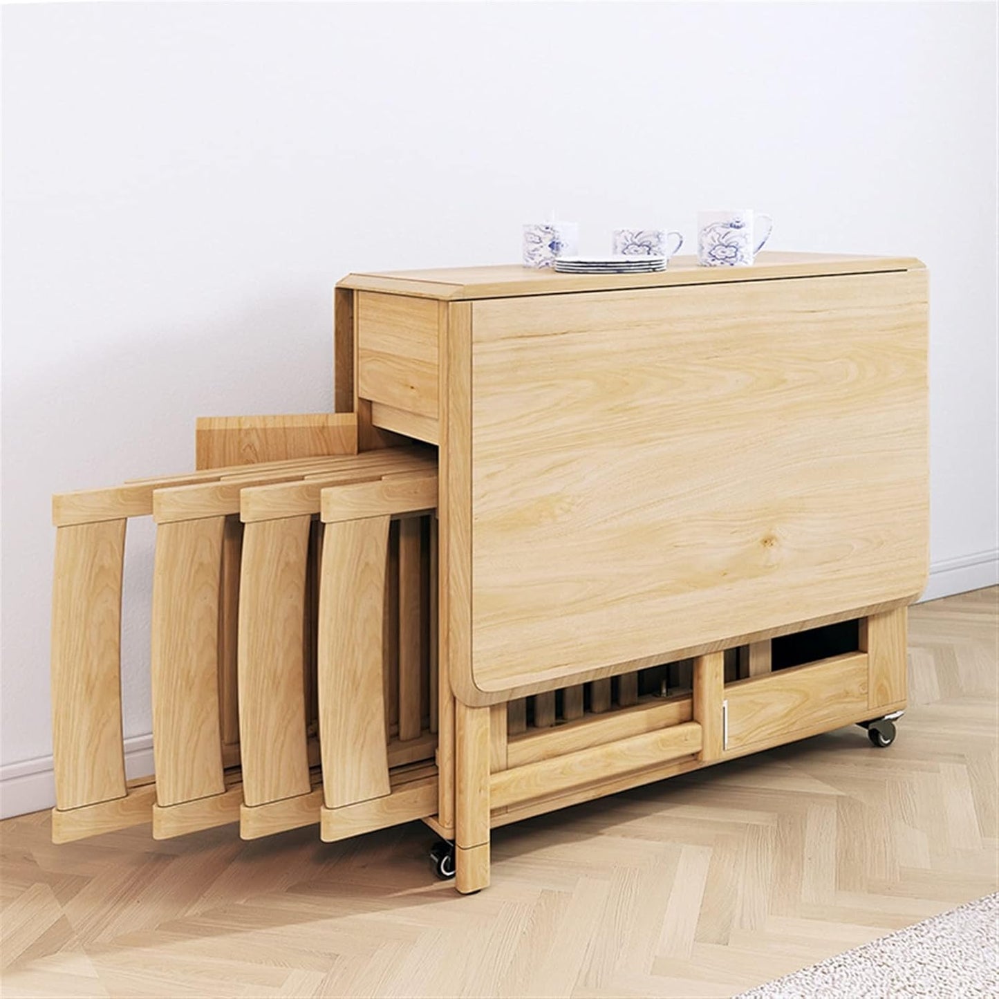 Folding Table with 4 Chairs & Storage Drawer, Easy Organization