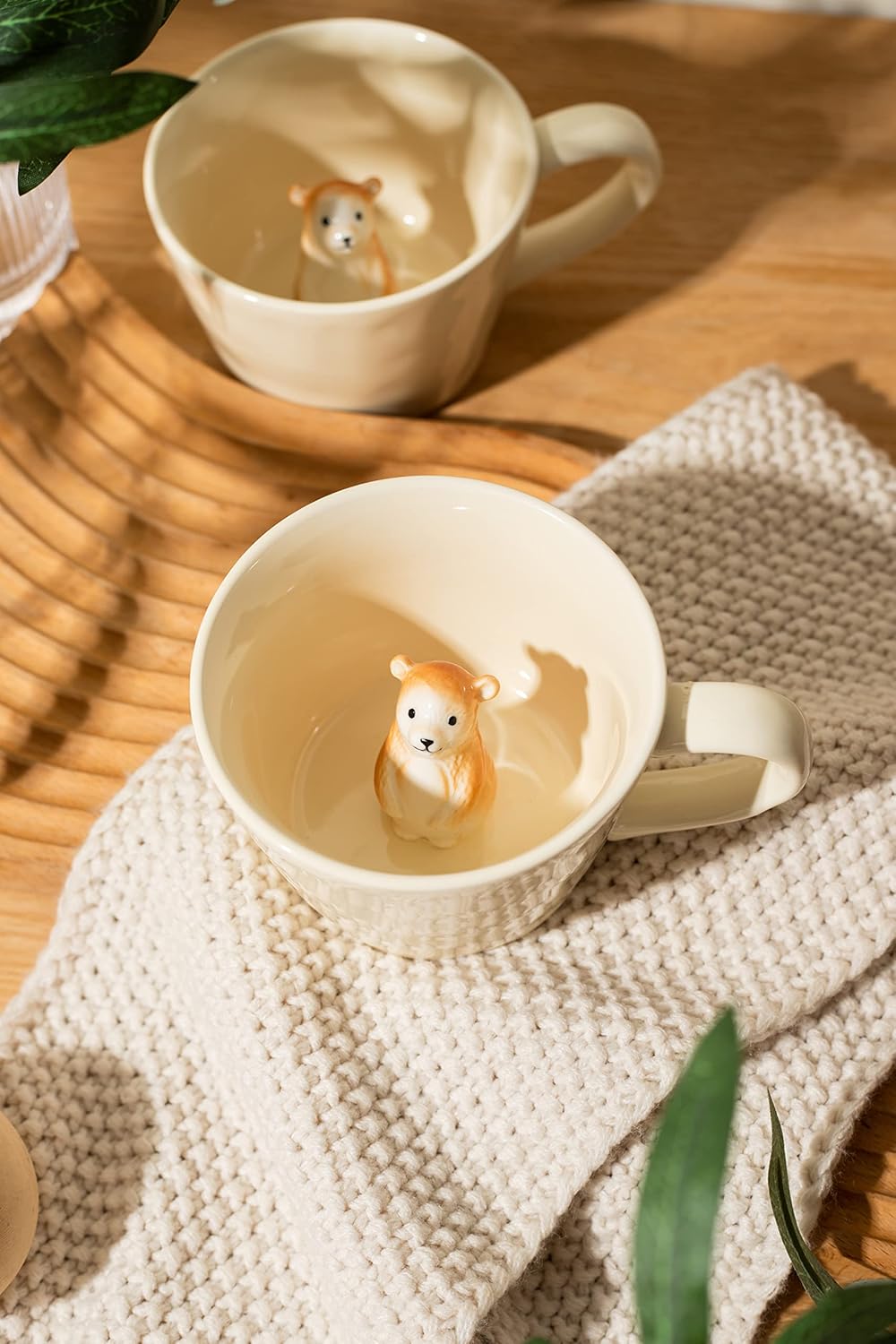 DIHOclub Cow Ceramic Cup with Hidden 3D Animal Inside, 12 OZ | Holiday and Birthday Gift | For Coffee Milk Tea Lovers | Cute Cartoon Handmade Figurine Mug | Available in White and Black