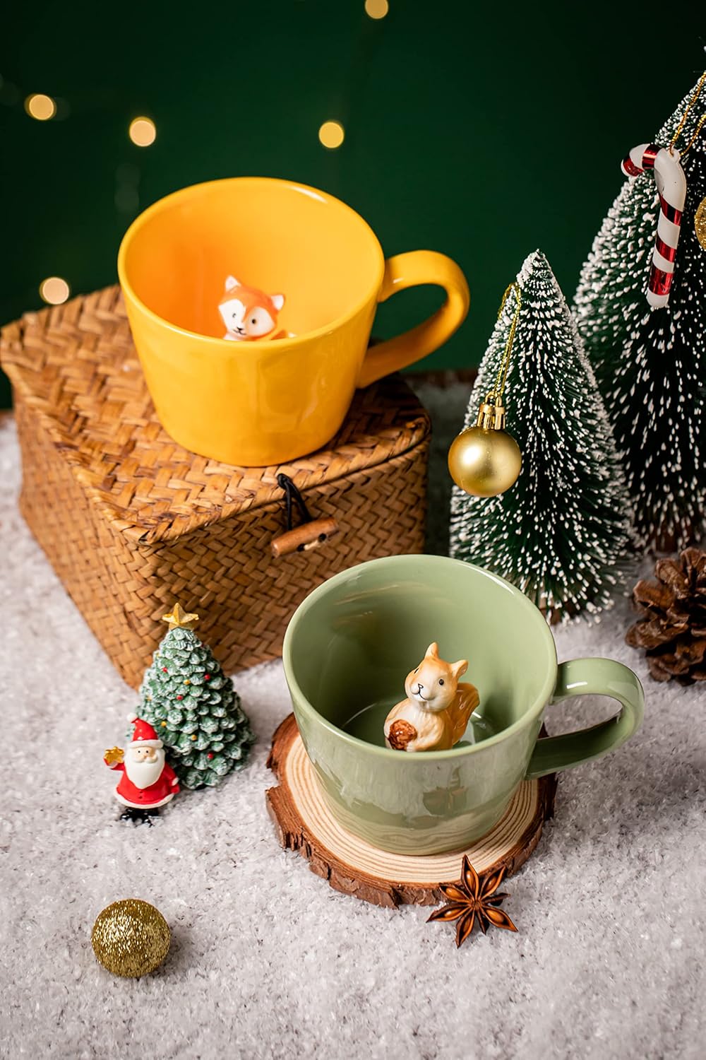 DIHOclub Cow Ceramic Cup with Hidden 3D Animal Inside, 12 OZ | Holiday and Birthday Gift | For Coffee Milk Tea Lovers | Cute Cartoon Handmade Figurine Mug | Available in White and Black