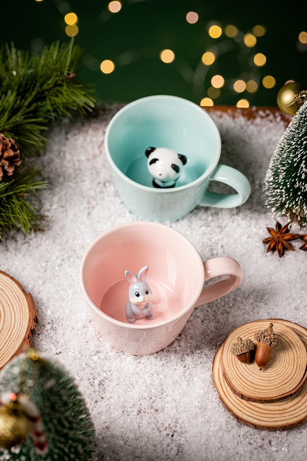 DIHOclub Cow Ceramic Cup with Hidden 3D Animal Inside, 12 OZ | Holiday and Birthday Gift | For Coffee Milk Tea Lovers | Cute Cartoon Handmade Figurine Mug | Available in White and Black