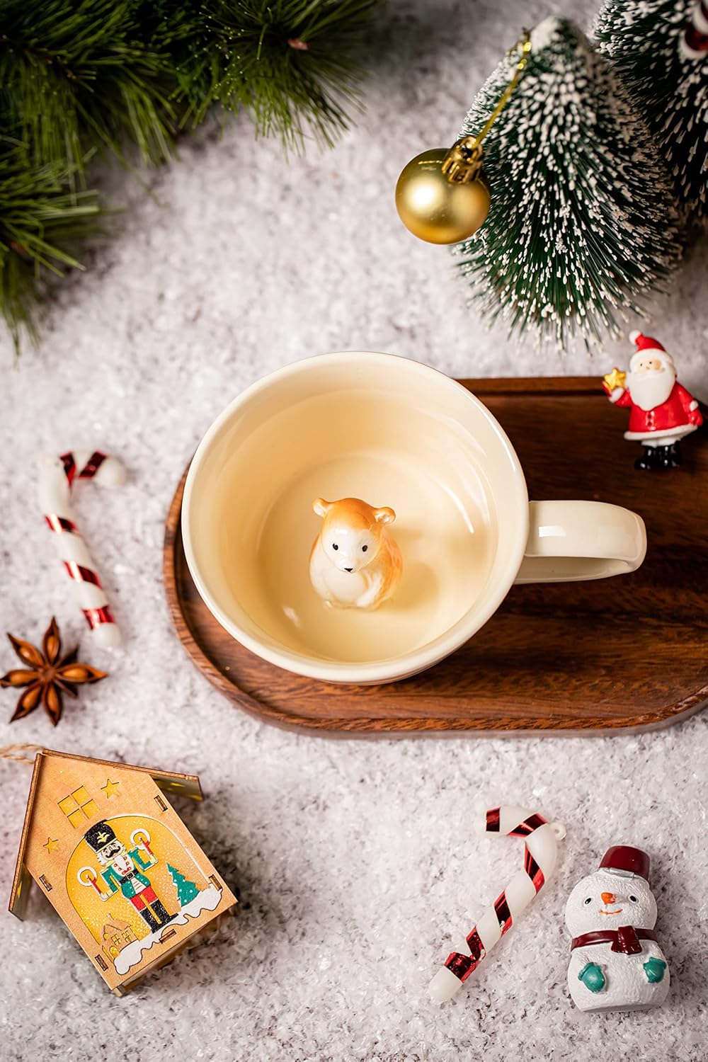 DIHOclub Cow Ceramic Cup with Hidden 3D Animal Inside, 12 OZ | Holiday and Birthday Gift | For Coffee Milk Tea Lovers | Cute Cartoon Handmade Figurine Mug | Available in White and Black