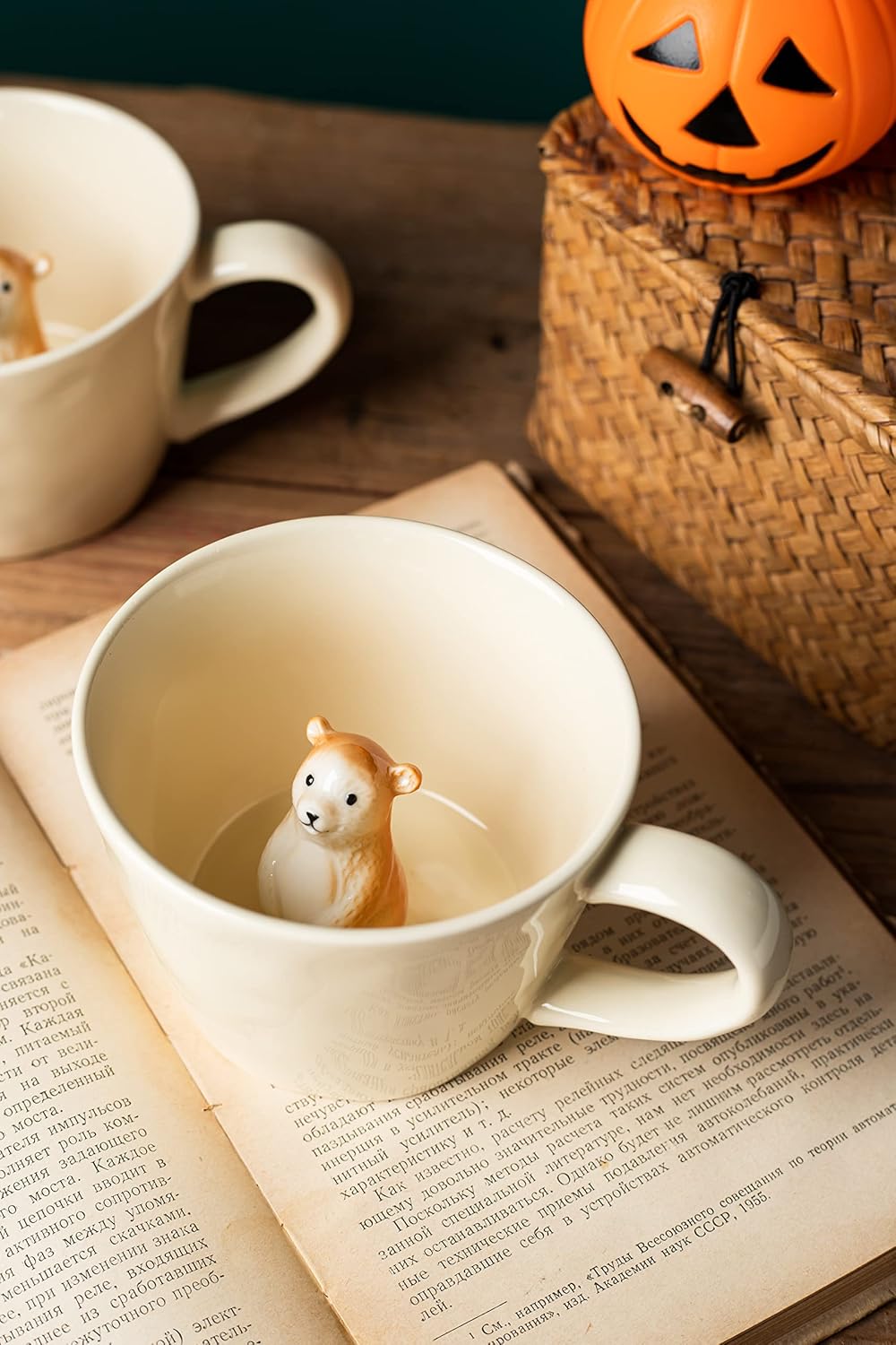 DIHOclub Cow Ceramic Cup with Hidden 3D Animal Inside, 12 OZ | Holiday and Birthday Gift | For Coffee Milk Tea Lovers | Cute Cartoon Handmade Figurine Mug | Available in White and Black