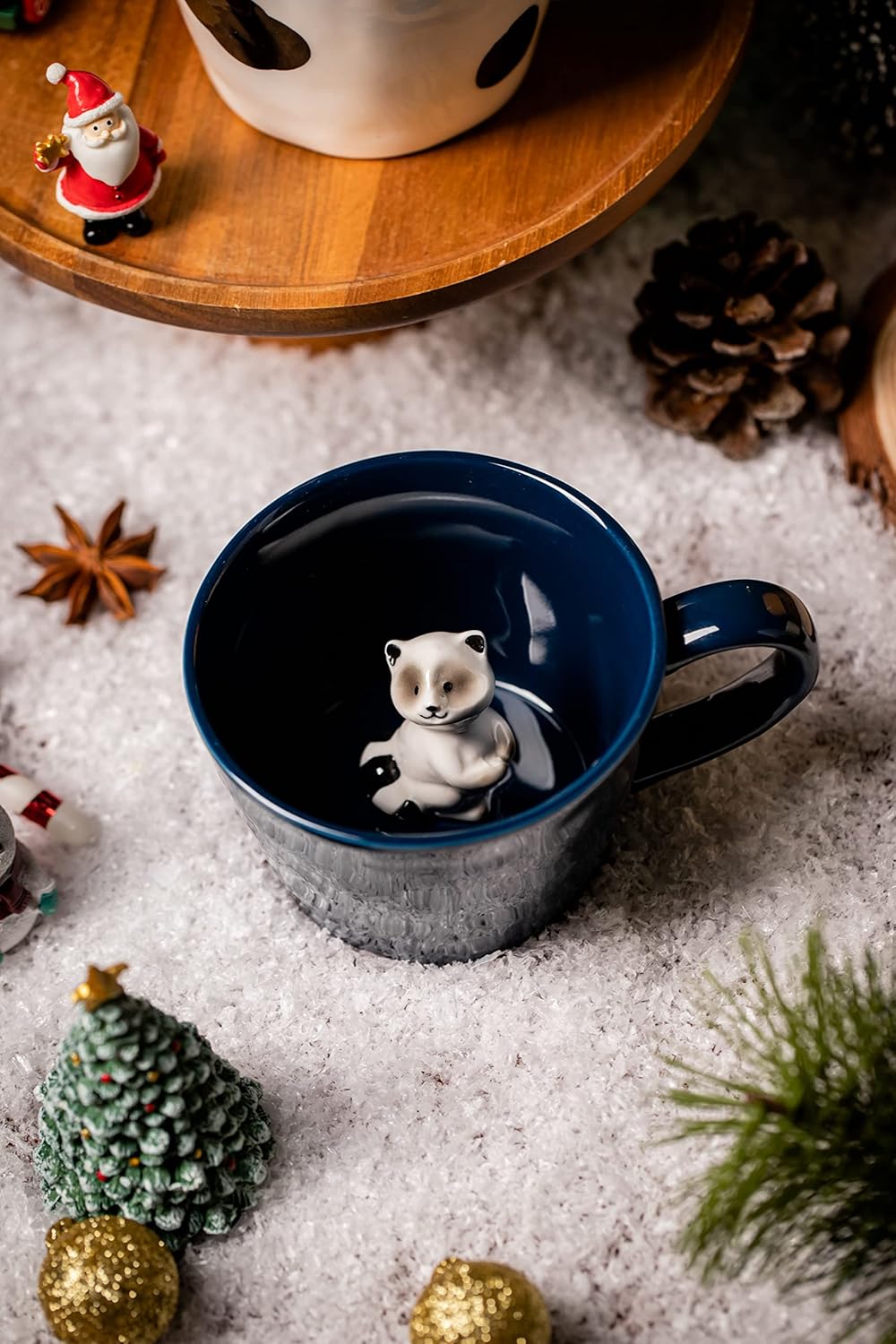 DIHOclub Cow Ceramic Cup with Hidden 3D Animal Inside, 12 OZ | Holiday and Birthday Gift | For Coffee Milk Tea Lovers | Cute Cartoon Handmade Figurine Mug | Available in White and Black