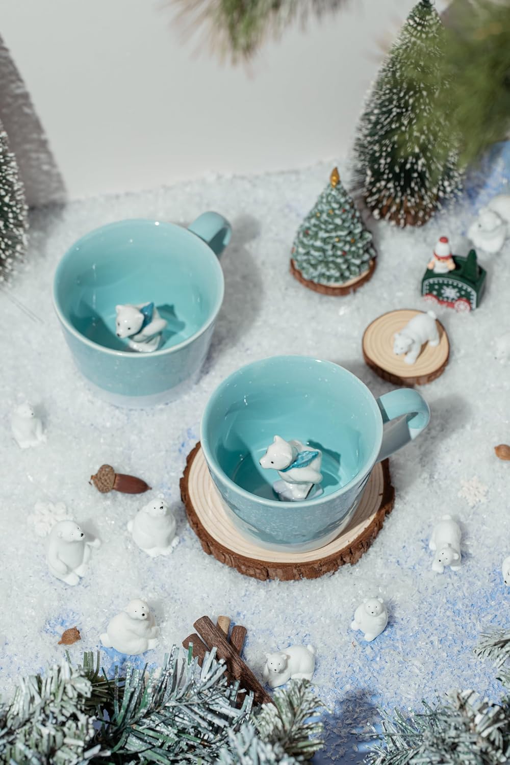 DIHOclub Cow Ceramic Cup with Hidden 3D Animal Inside, 12 OZ | Holiday and Birthday Gift | For Coffee Milk Tea Lovers | Cute Cartoon Handmade Figurine Mug | Available in White and Black