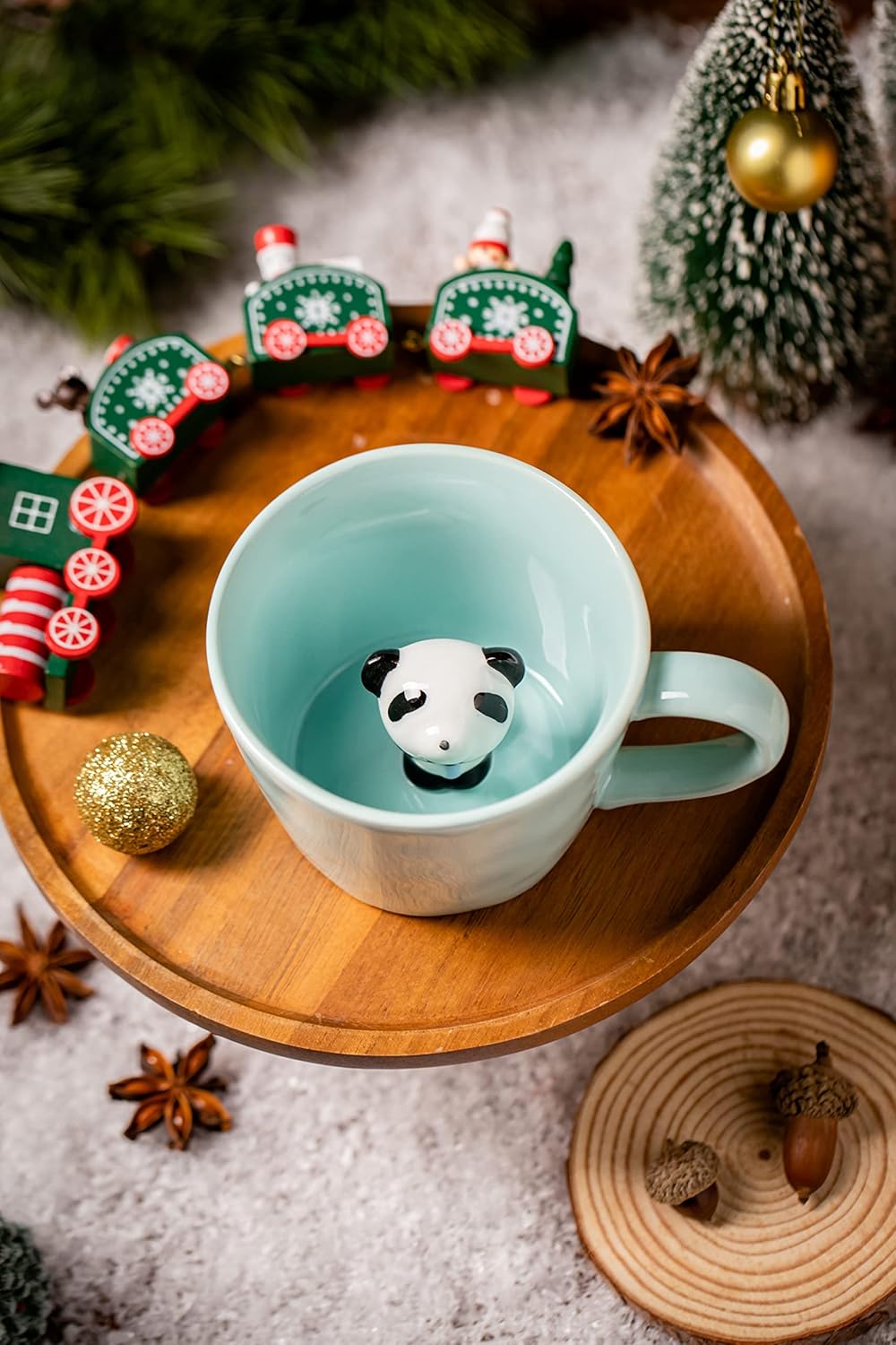 DIHOclub Cow Ceramic Cup with Hidden 3D Animal Inside, 12 OZ | Holiday and Birthday Gift | For Coffee Milk Tea Lovers | Cute Cartoon Handmade Figurine Mug | Available in White and Black