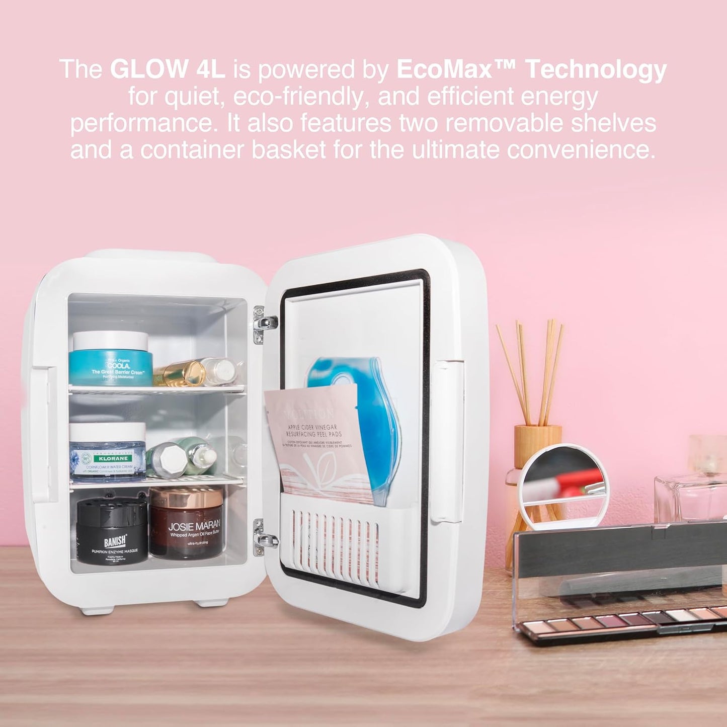 Cooluli Skincare Mini Fridge for Bedroom - Car, Office Desk & Dorm Room - Portable 4L/6 Can Electric Plug In Cooler & Warmer for Food, Drinks, Beauty & Makeup, 12v AC/DC & Exclusive USB, Cow Print