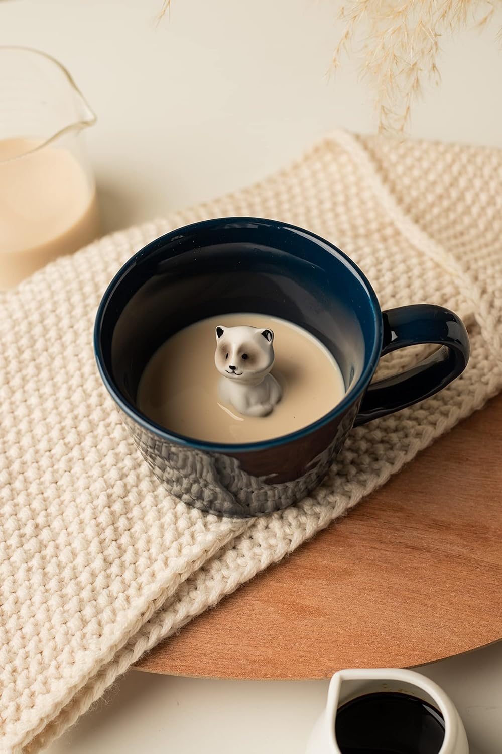 DIHOclub Cow Ceramic Cup with Hidden 3D Animal Inside, 12 OZ | Holiday and Birthday Gift | For Coffee Milk Tea Lovers | Cute Cartoon Handmade Figurine Mug | Available in White and Black