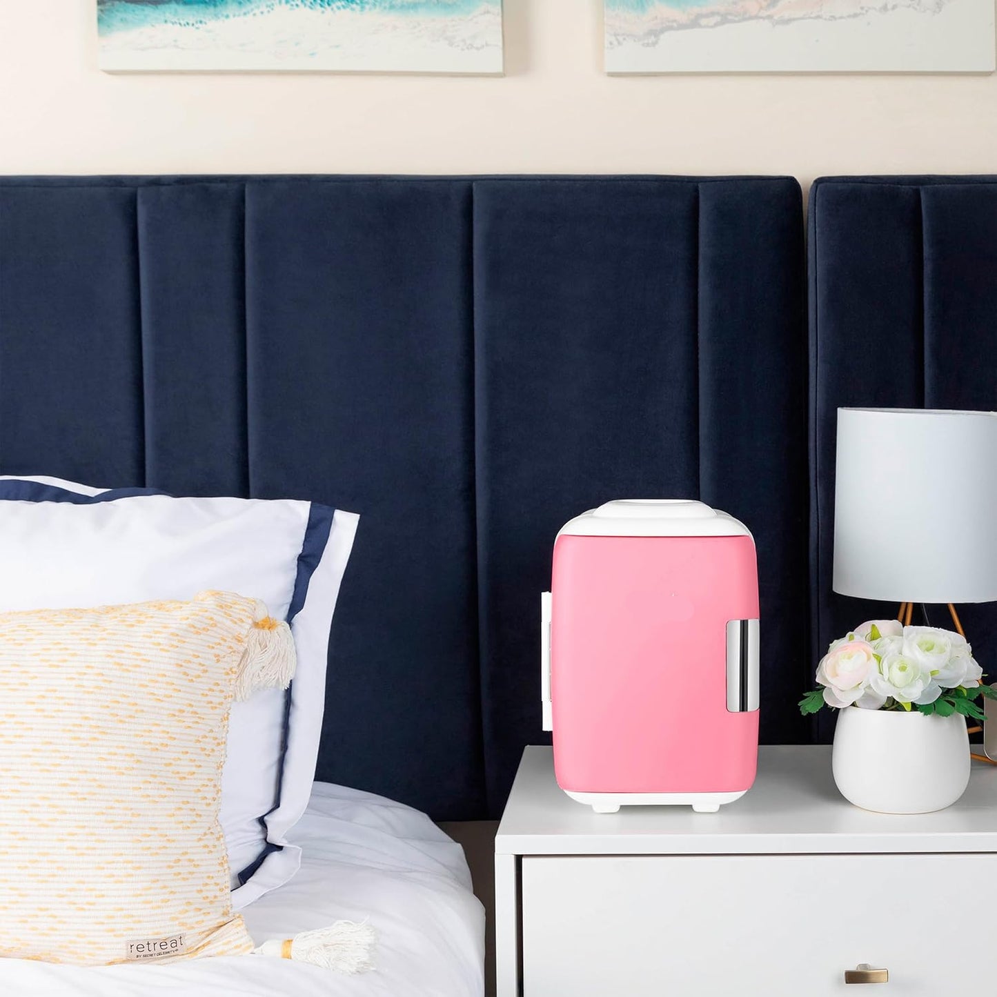 Cooluli Skincare Mini Fridge for Bedroom - Car, Office Desk & Dorm Room - Portable 4L/6 Can Electric Plug In Cooler & Warmer for Food, Drinks, Beauty & Makeup, 12v AC/DC & Exclusive USB, Cow Print
