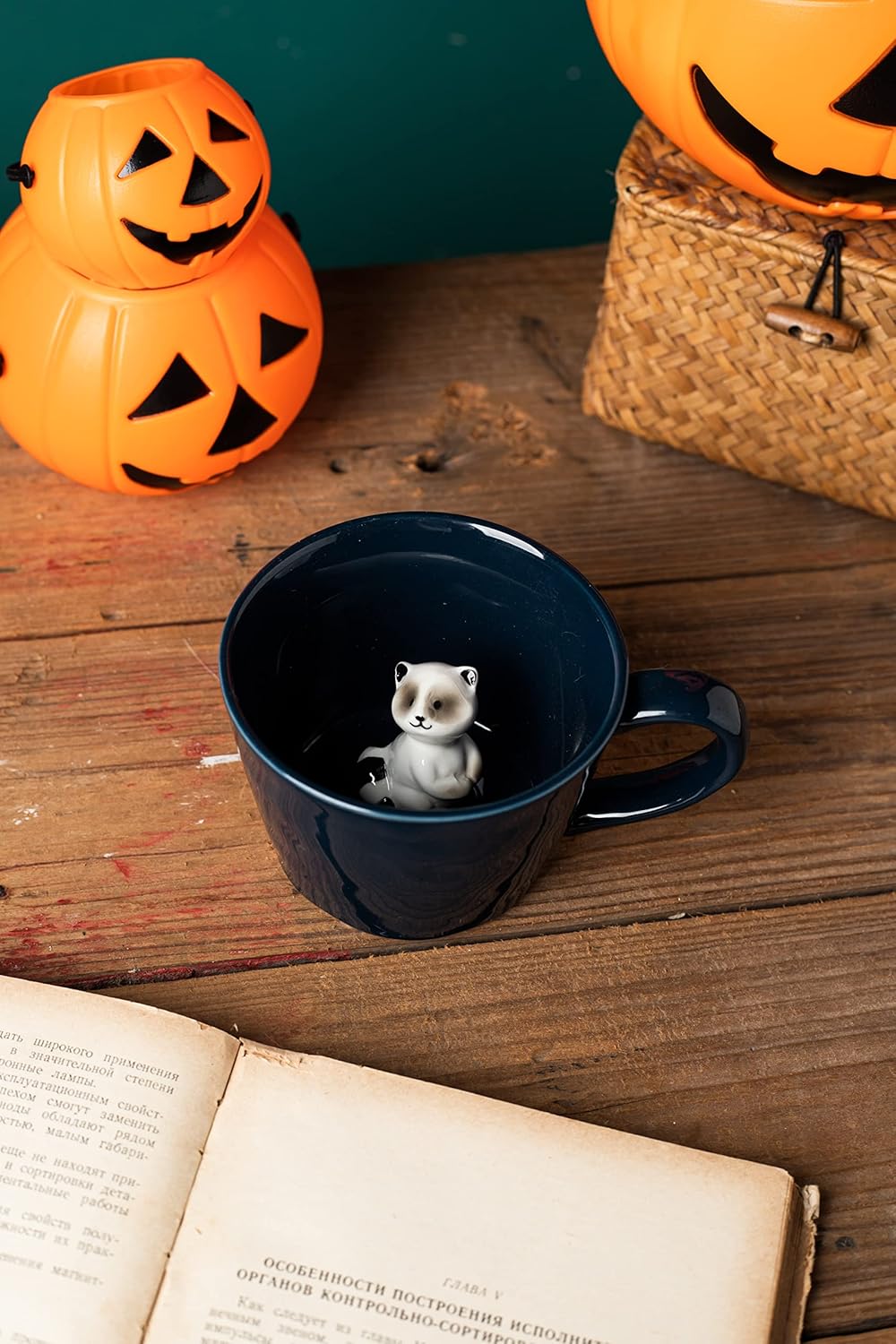 DIHOclub Cow Ceramic Cup with Hidden 3D Animal Inside, 12 OZ | Holiday and Birthday Gift | For Coffee Milk Tea Lovers | Cute Cartoon Handmade Figurine Mug | Available in White and Black